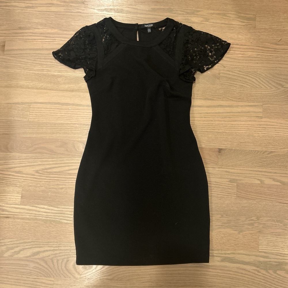 H&M Black Mini Dress with Lace Sleeves